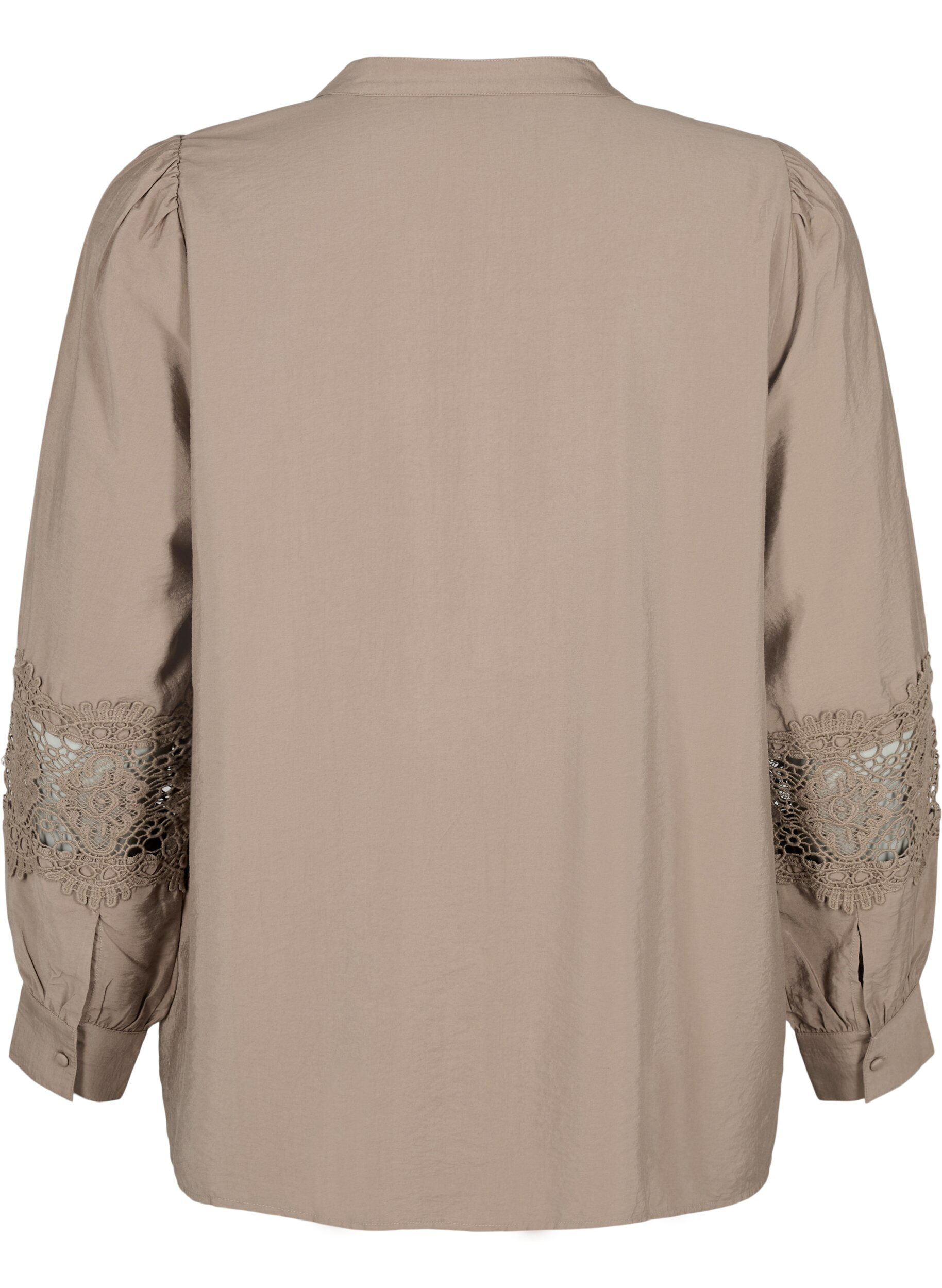 Zizzi Blouse van viscose met gehaakte details, Caribou, Packshot image number 1