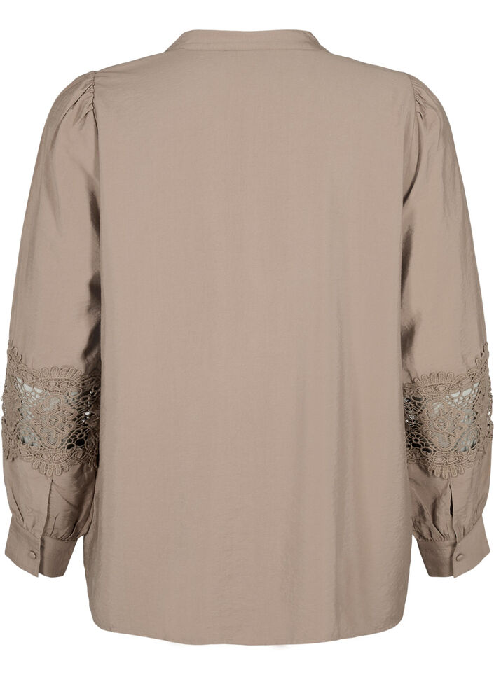 Blouse van viscose met gehaakte details, Caribou, Packshot image number 1