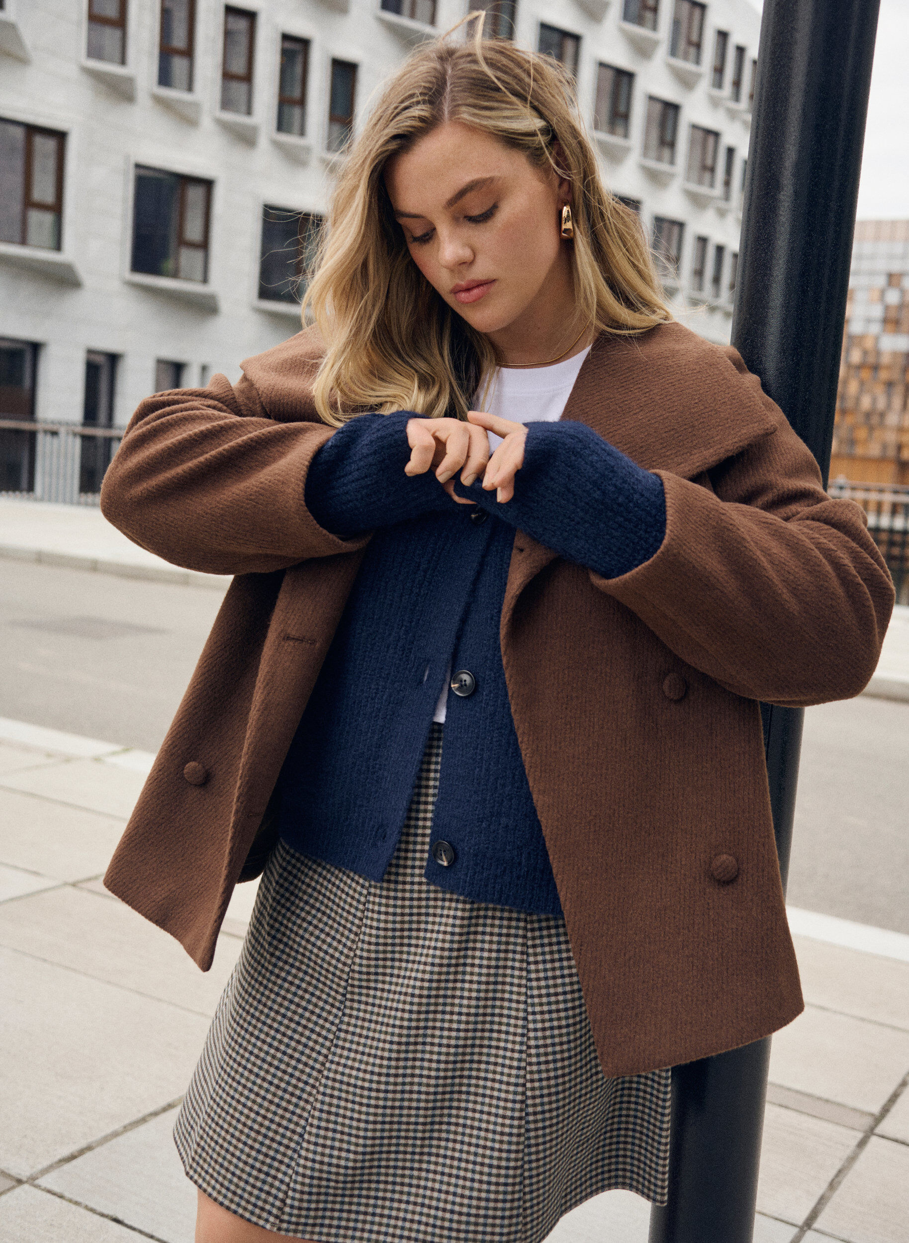 Zizzi V-hals cardigan van breisel, Blauw, Image image number 0