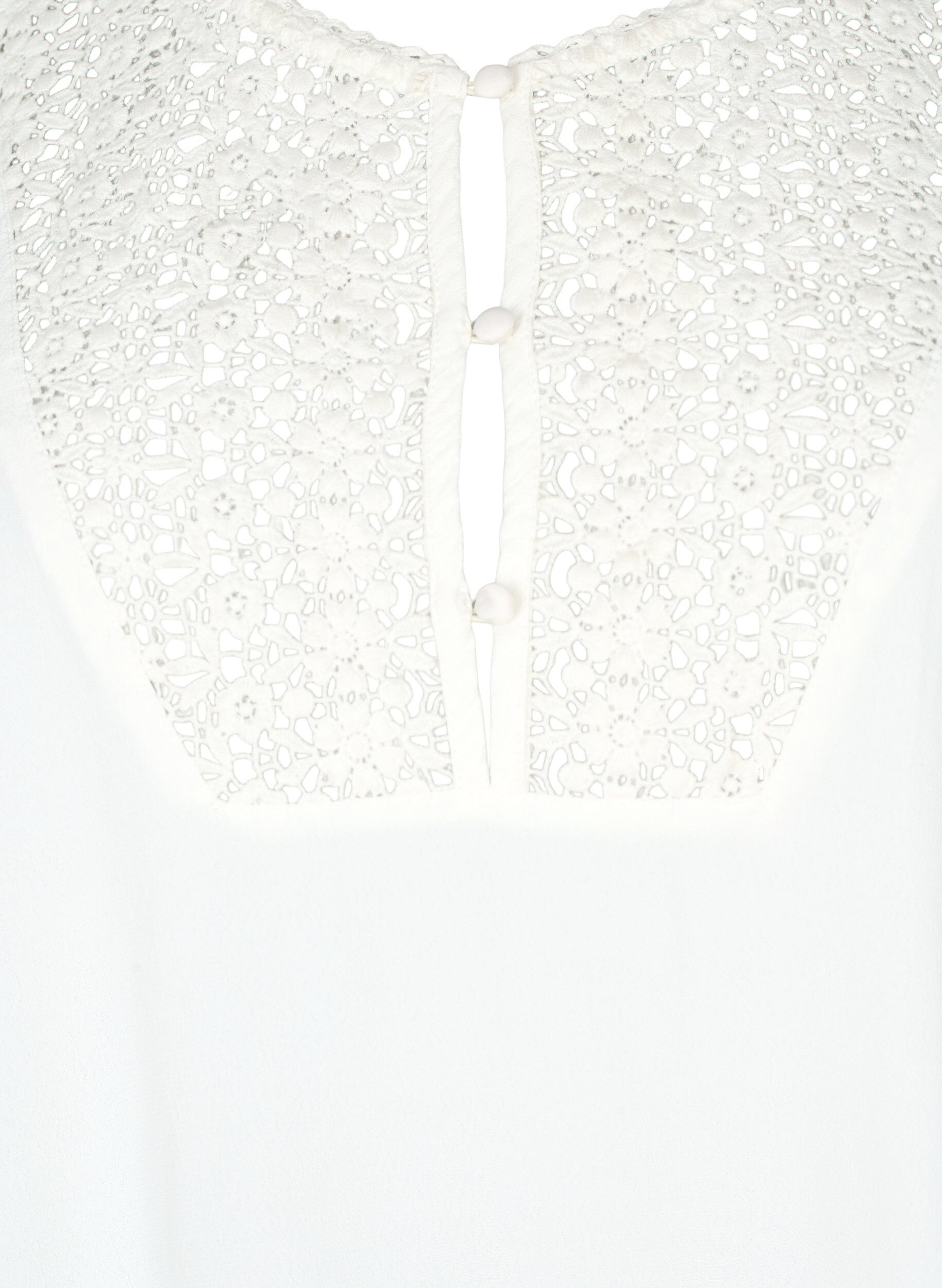 Zizzi Viscose blouse met 1/2 mouwen en borduurwerk detail, Snow White, Packshot image number 2