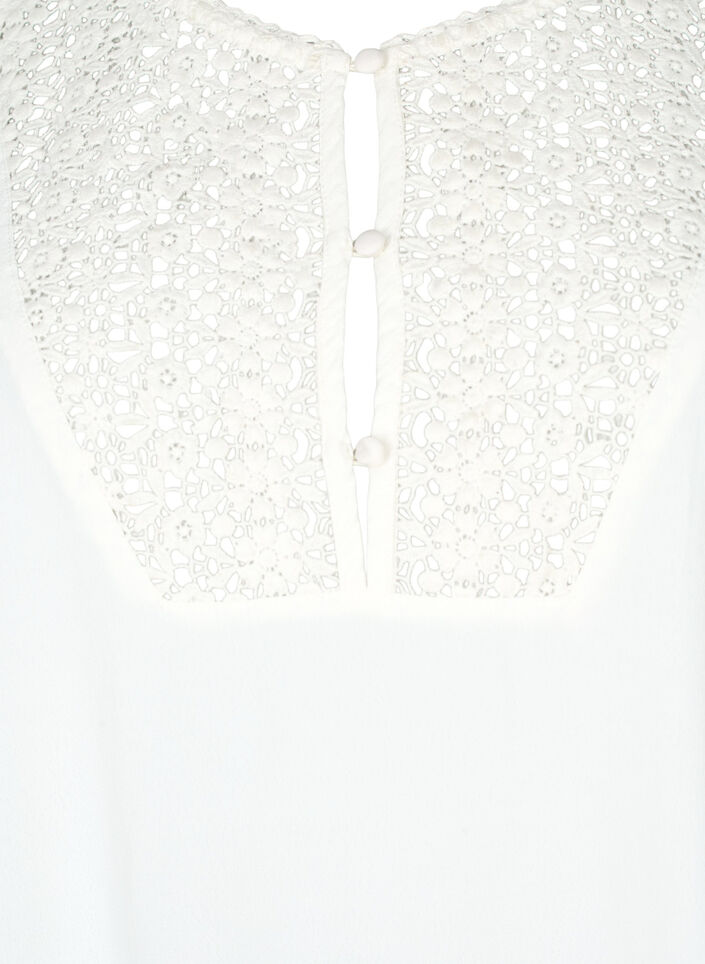 Viscose blouse met 1/2 mouwen en borduurwerk detail, Snow White, Packshot image number 2