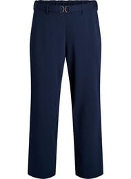 High-waisted broek met riemdetail en gouden gesp, Blauw