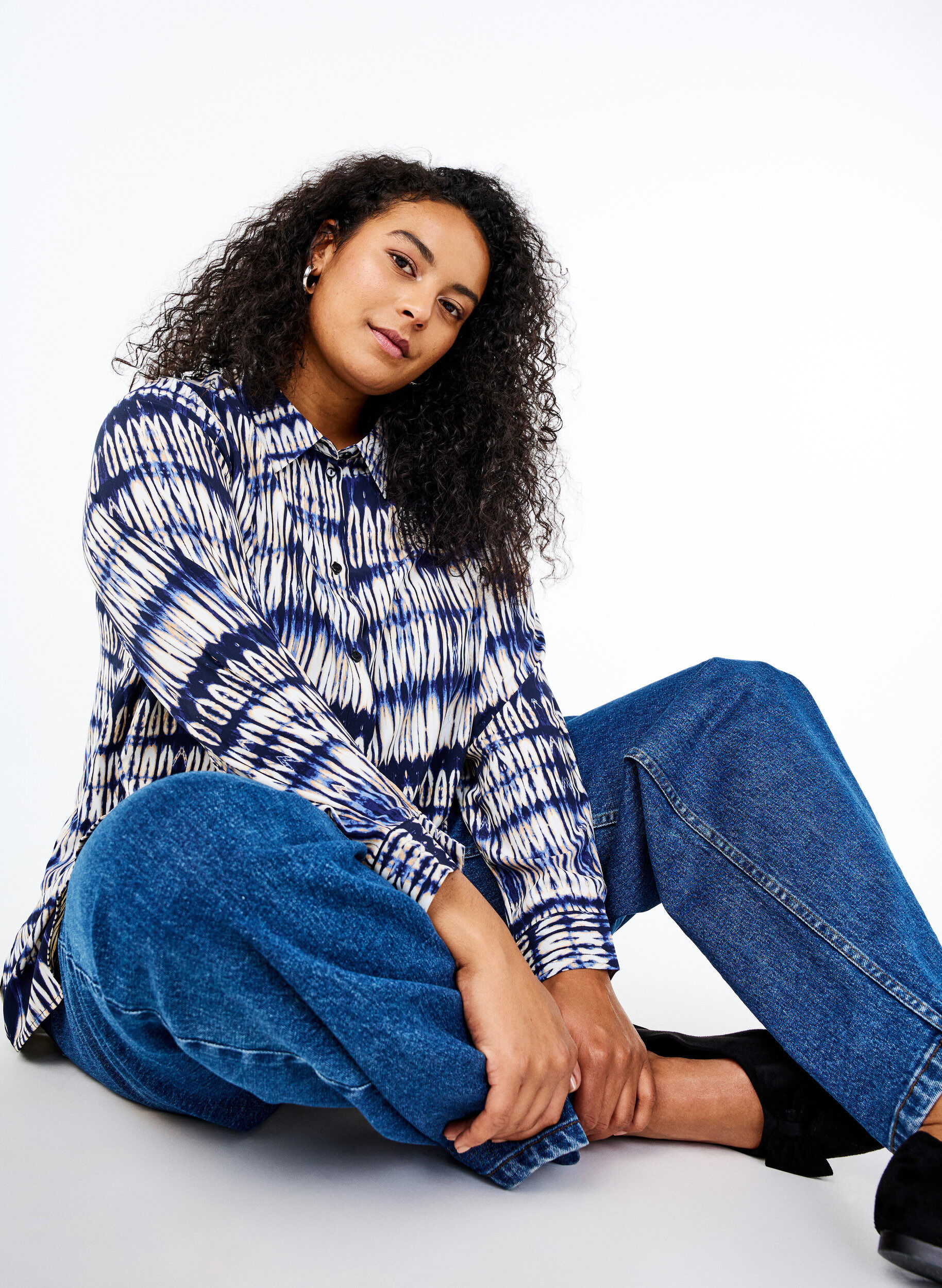 Zizzi Shirt met patroon, Blauw, Image image number 0