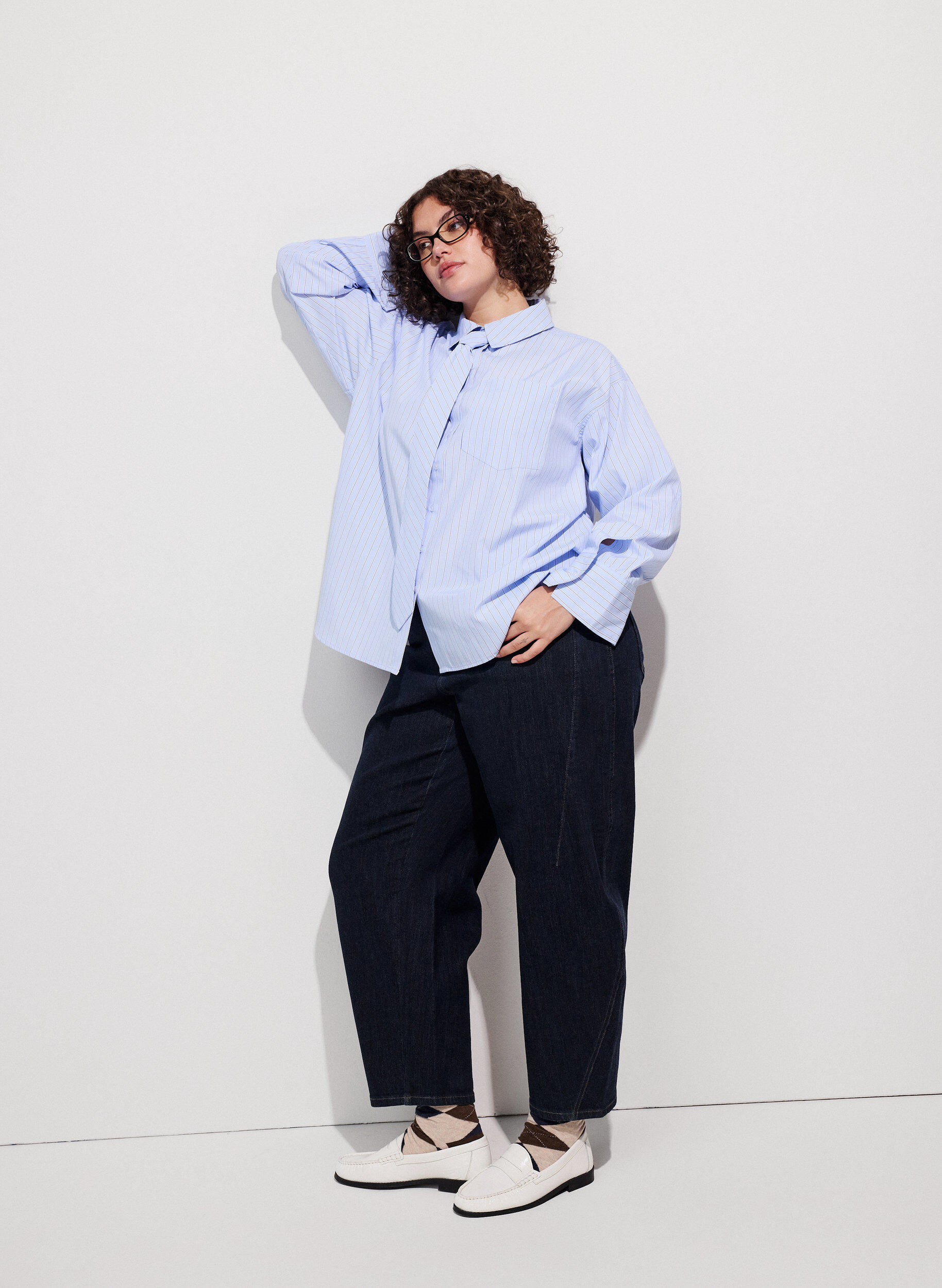 ZizziLosvallend shirt met strik, Blauw, Image image number 0