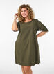 Katoenen jurk met korte mouwen en zakken, Groen, Model image number 0