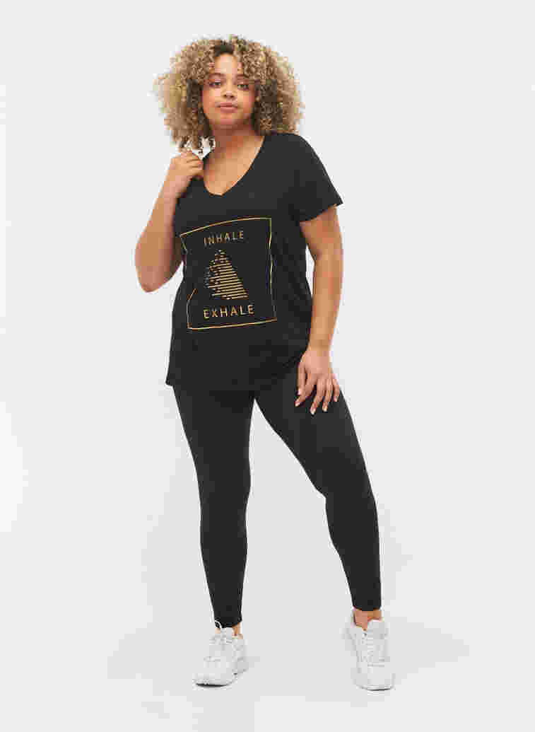Katoenen sport t-shirt met print, Black w. inhale logo, Model image number 2