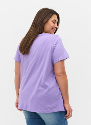 Katoenen t-shirt met print , Paisley Purple TEXT, Model image number 1