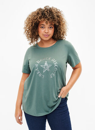 FLASH - T-shirt met motief, Balsam Green Star, Model image number 0
