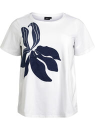 T-shirt in biologisch katoen met bloemenprint, B. White w. EMB
