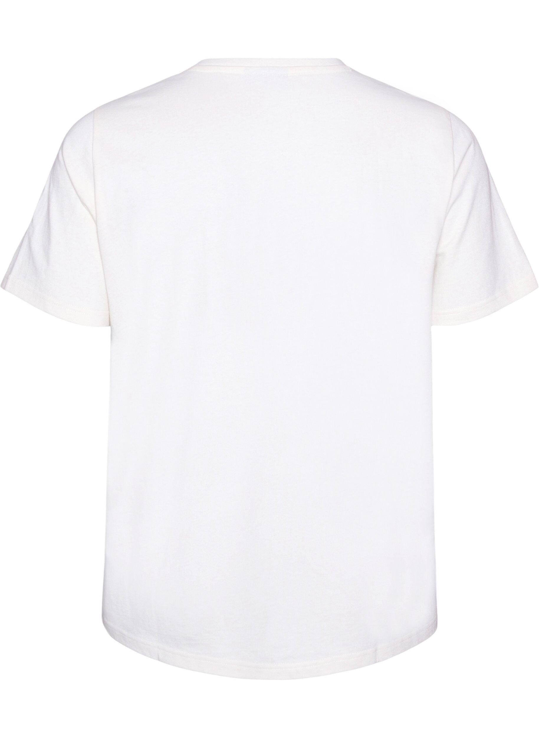 ZizziKatoenen T-shirt met tekstprint, Wit, Packshot image number 1
