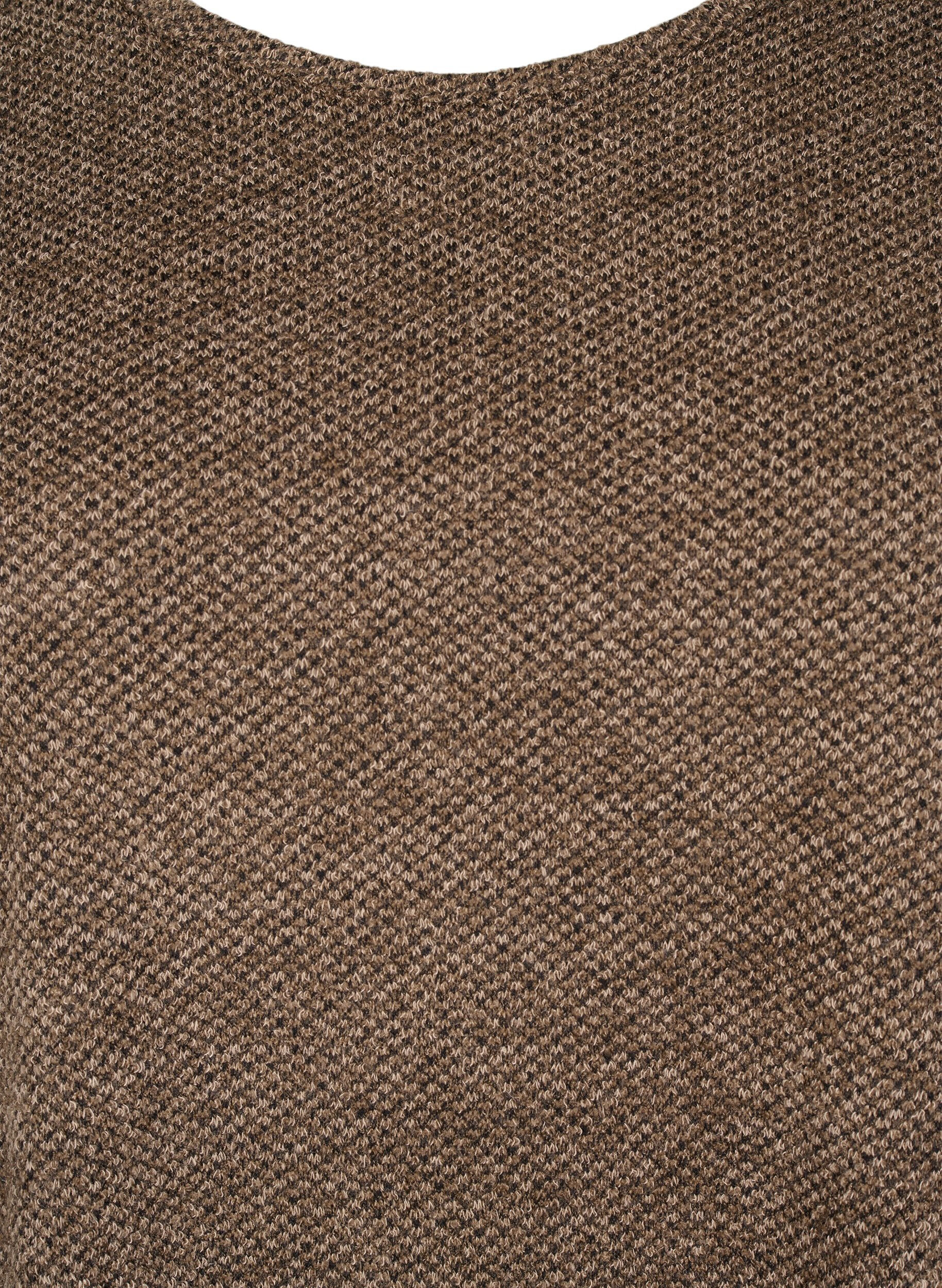 Zizzi Melange Blouse met een rond halsje en lange mouw, Caribou, Packshot image number 2