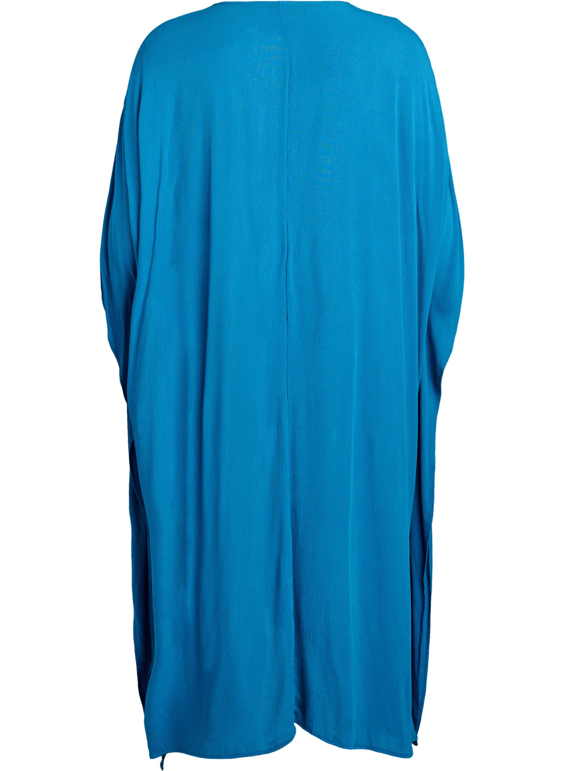 Zizzi Kaftan strandjurk met knopen, Blauw, Packshot image number 1