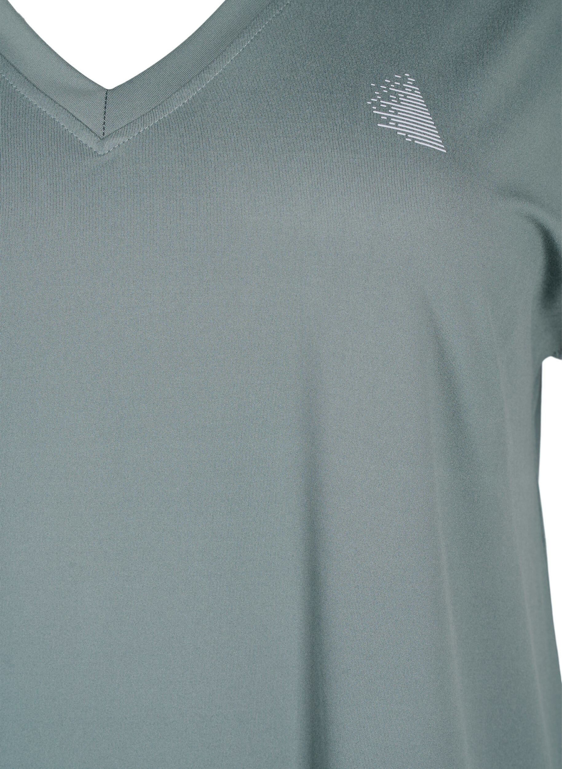 Zizzi Los trainings-T-shirt met v-hals, Balsam Green, Packshot image number 2