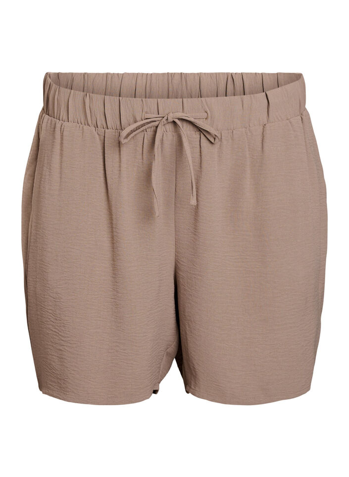 Korte broek met zakken en elastische tailleband, Bruin, Packshot image number 0