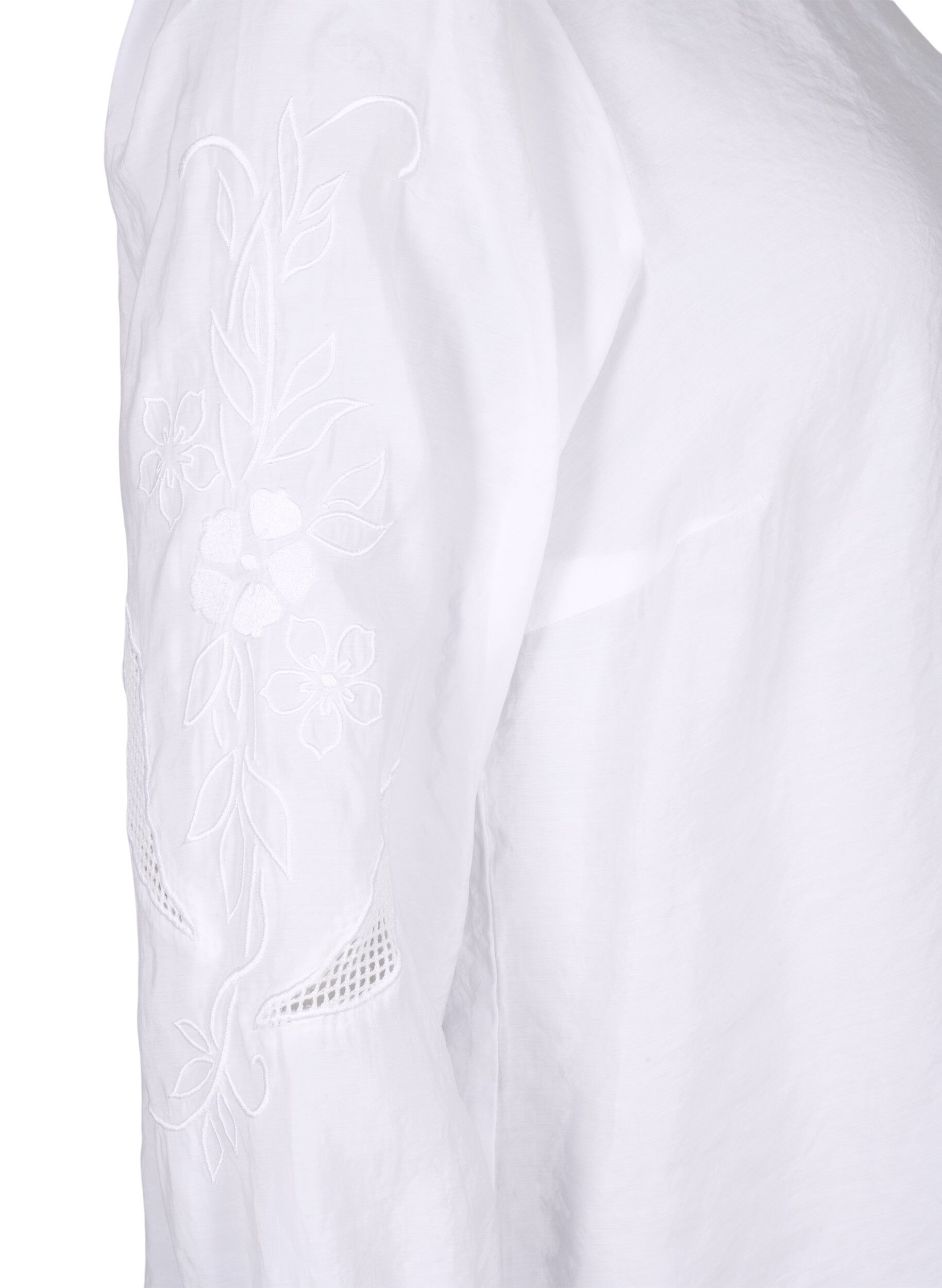 Zizzi Blouse van Tencel&trade; Modal met geborduurde details, Bright White, Packshot image number 3