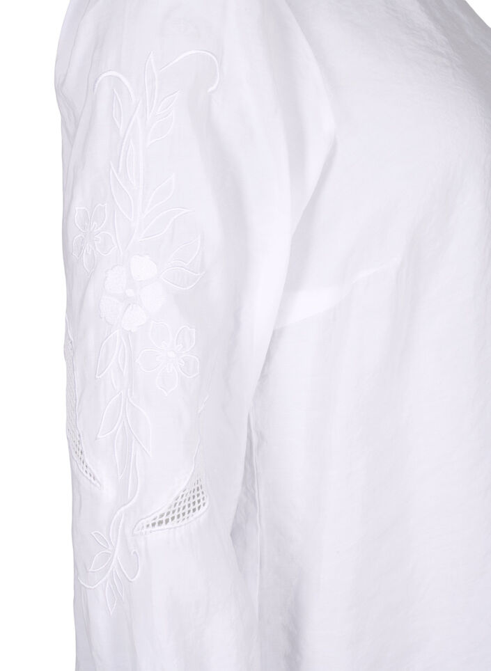 Blouse van Tencel™ Modal met geborduurde details, Bright White, Packshot image number 3