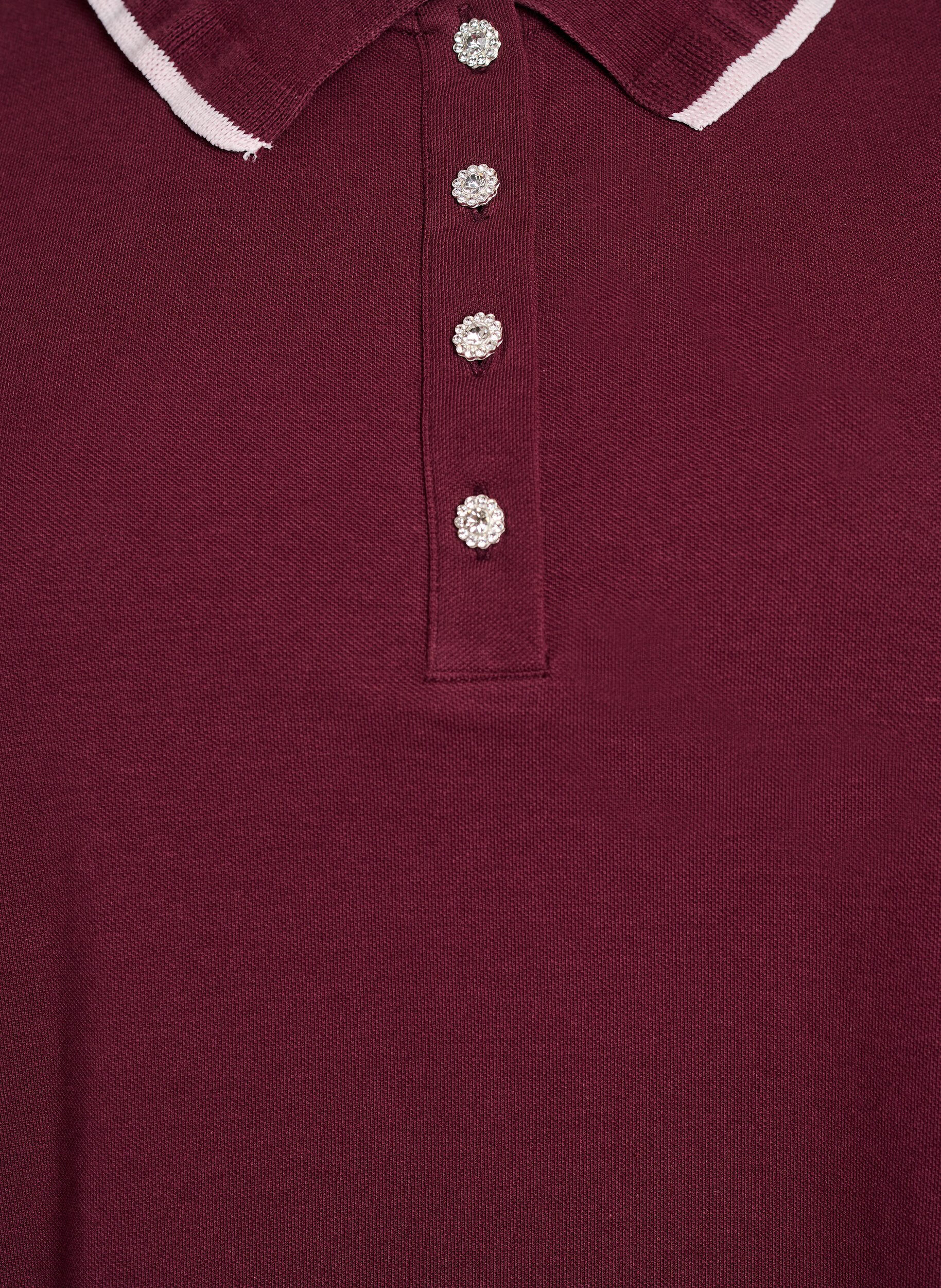Zizzi Polo shirt met strass knopen en ruches., Rood, Packshot image number 2