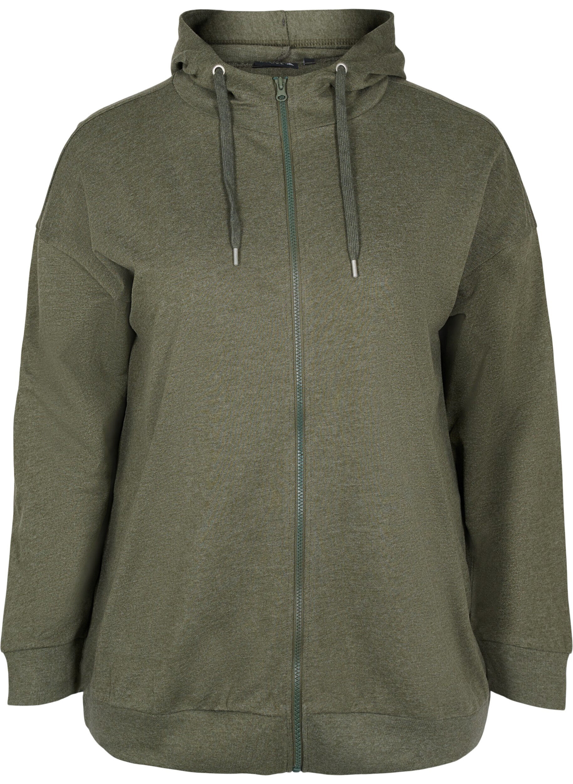 Zizzi Sweat vest met ritssluiting en capuchon, Forest Night, Packshot image number 0