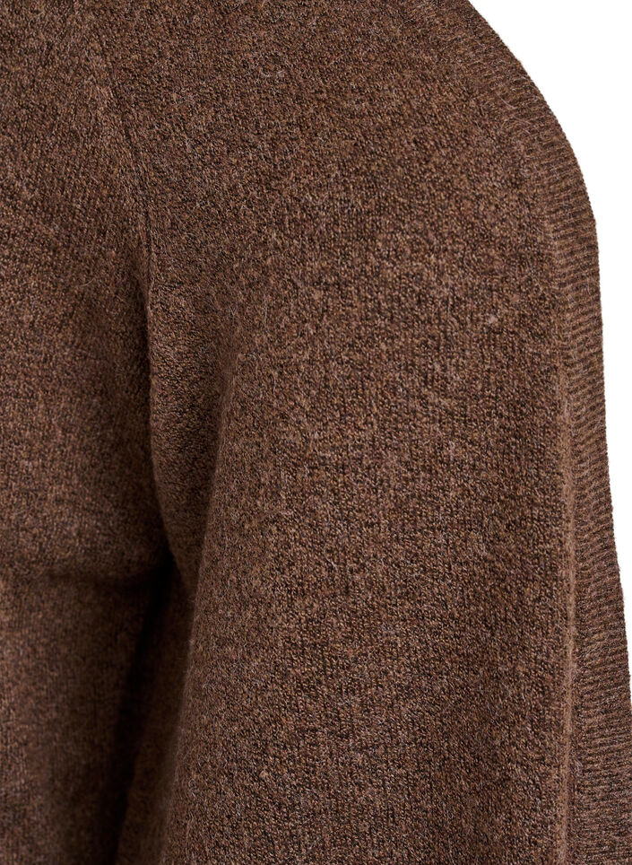 Geribd gebreid vest met zakken, Bruin, Packshot image number 2