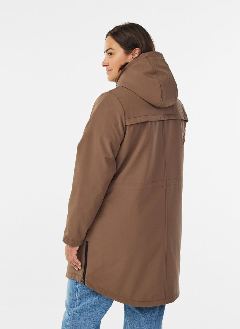 Waterafstotende softshell-jas met gewatteerde voering, Bruin, Model image number 2