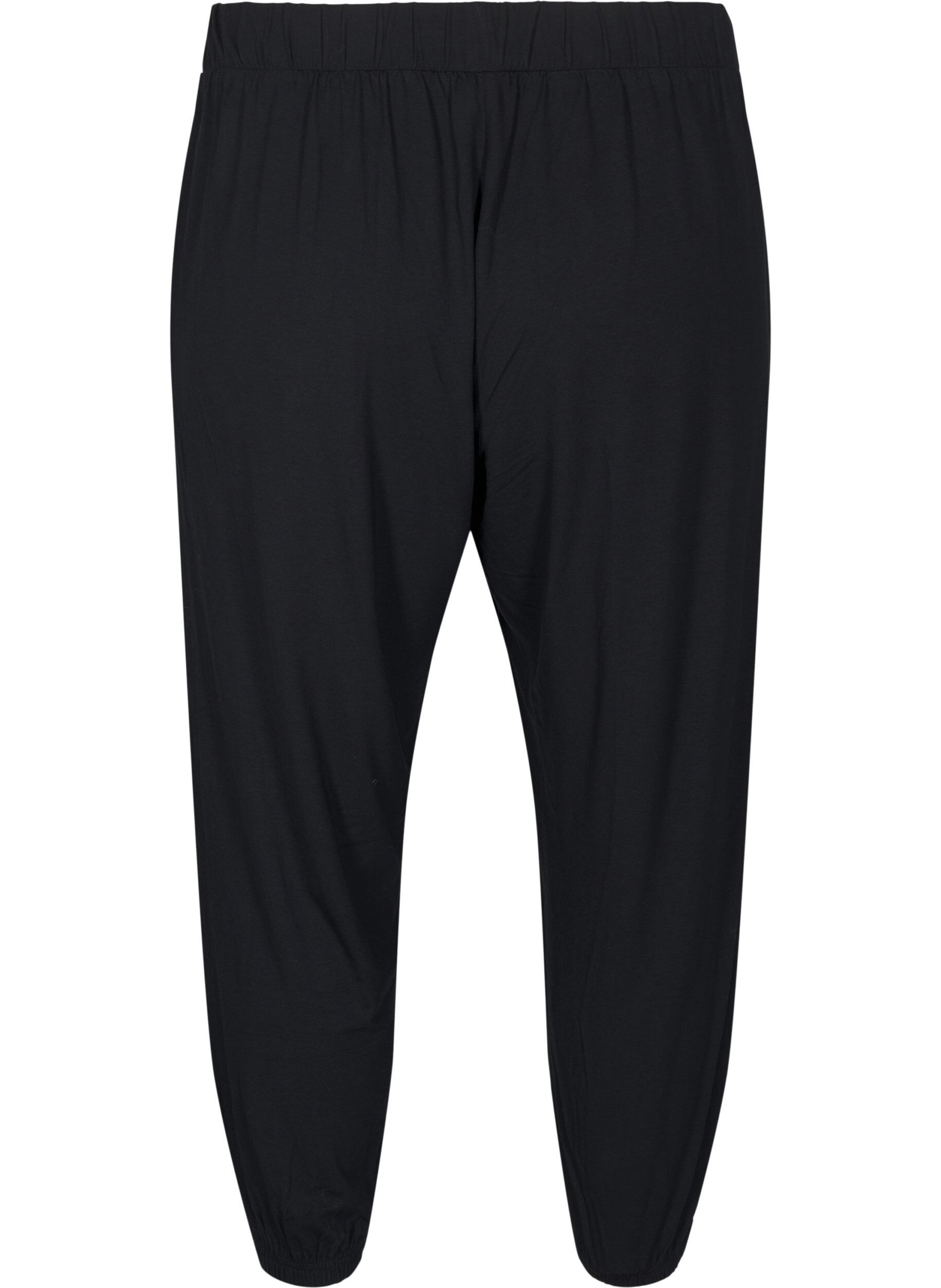 Zizzi Jersey broek met 3/4 lange pijpen en hoge taille, Black, Packshot image number 1