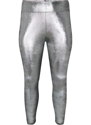 Zilveren leggings met hoge taille, Dark Silver, Packshot image number 0