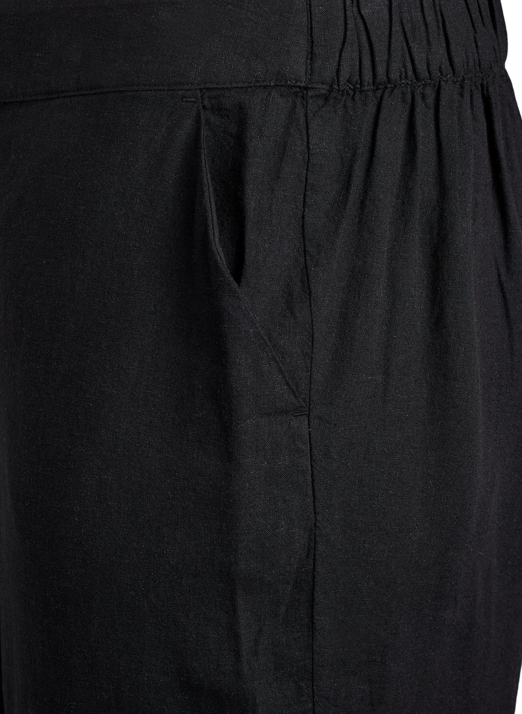 ZizziLinnen en viscose broek met losse pasvorm, Zwart, Packshot image number 2