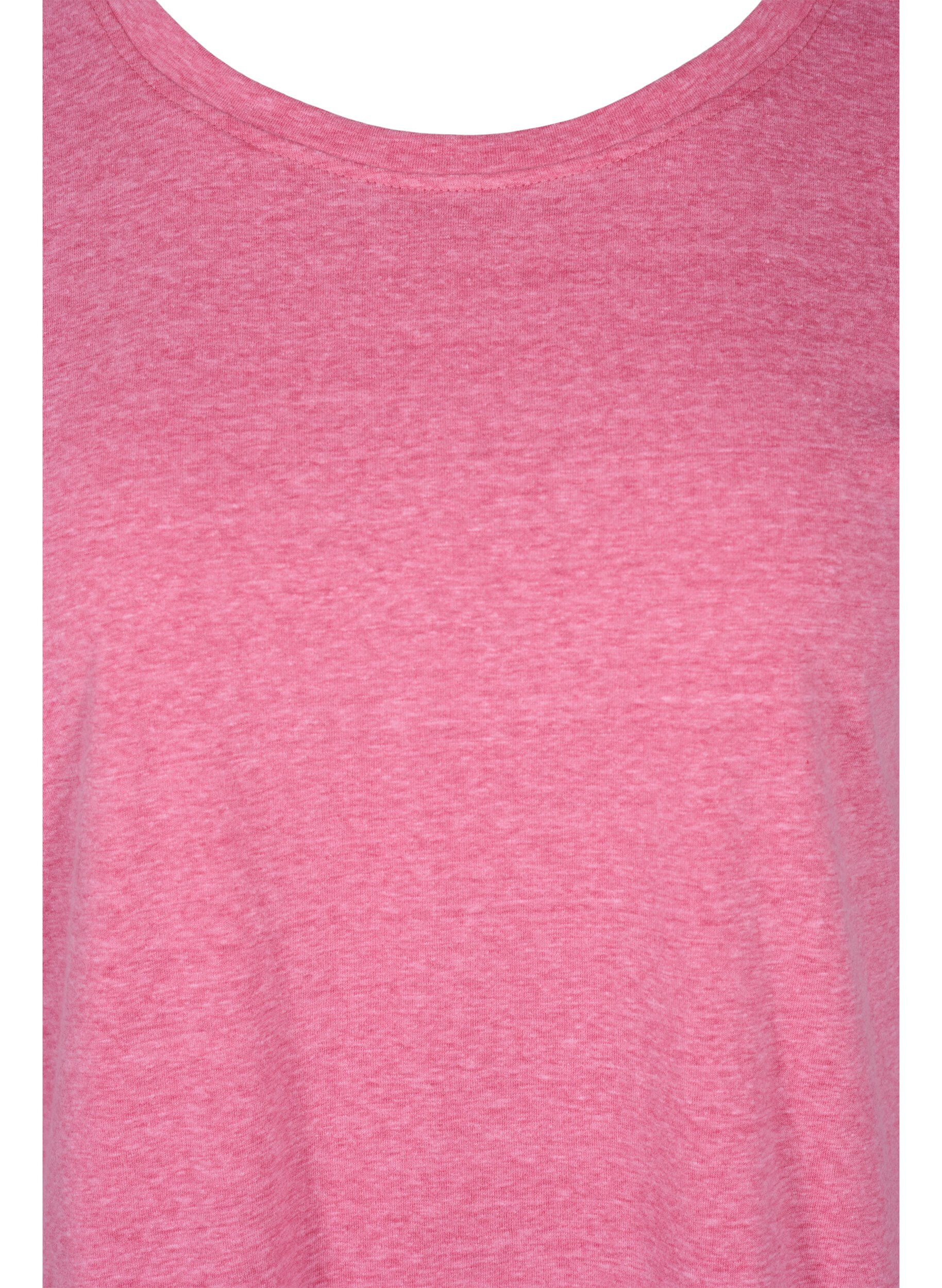 Zizzi Gem&ecirc;leerd katoenen t-shirt, Fandango Pink M&eacute;l, Packshot image number 2