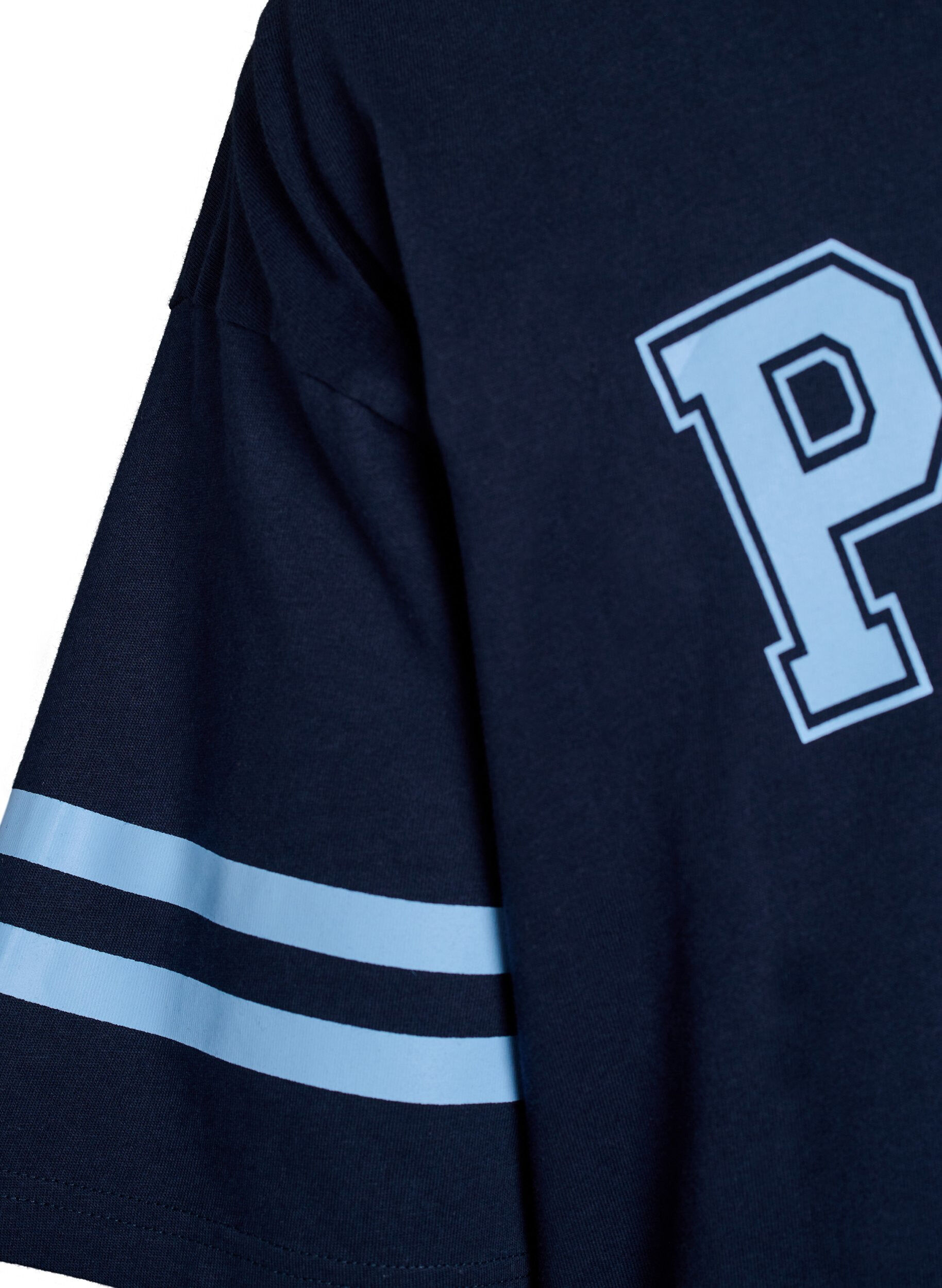 Zizzi Kort T-shirtjurkje met sportieve details, Blauw, Packshot image number 4