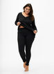 Strakke geribde broek, Black, Model image number 0