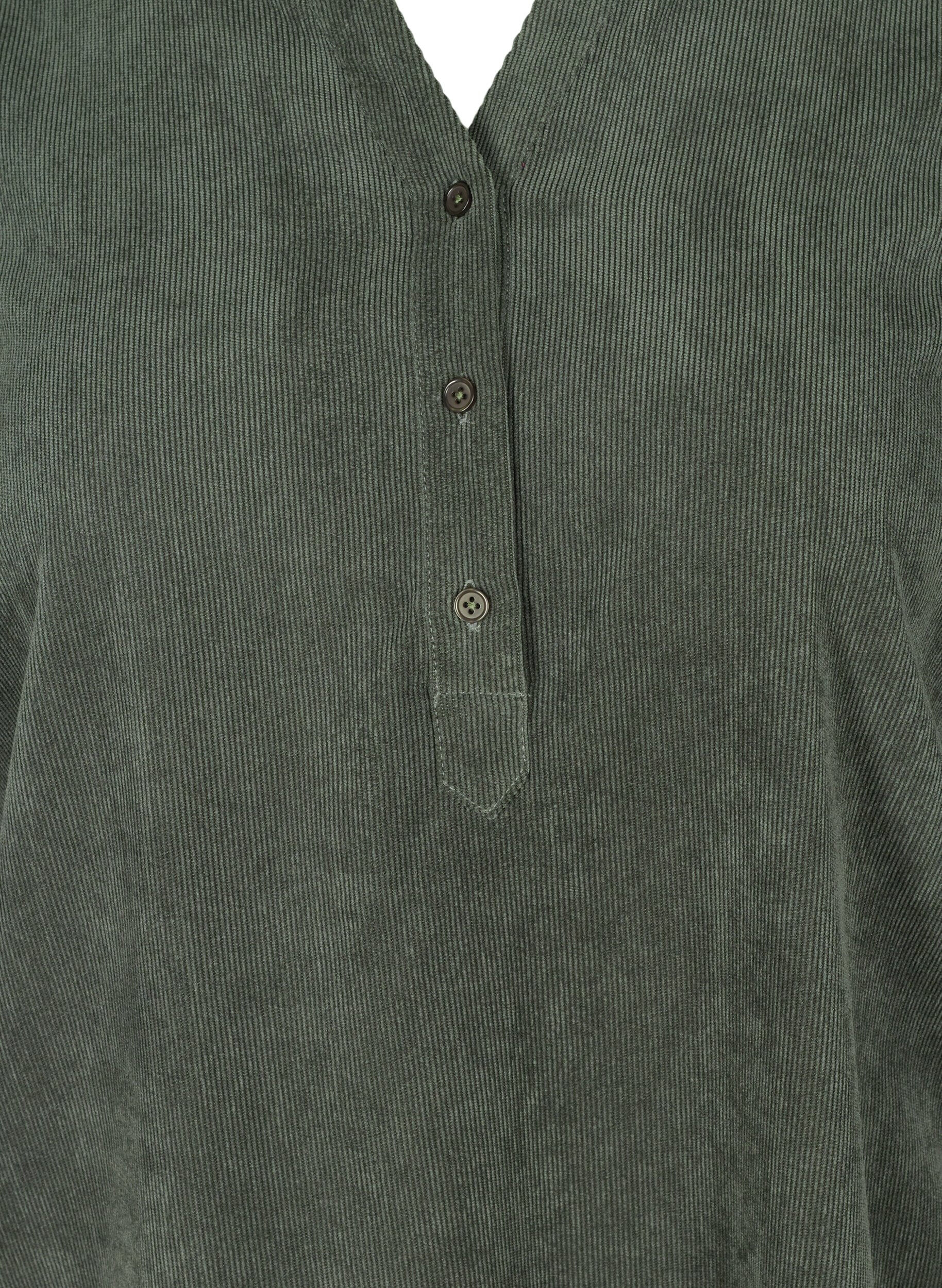 Zizzi Fluwelen jurk met 3/4 mouwen en knopen, Deep Forest, Packshot image number 2