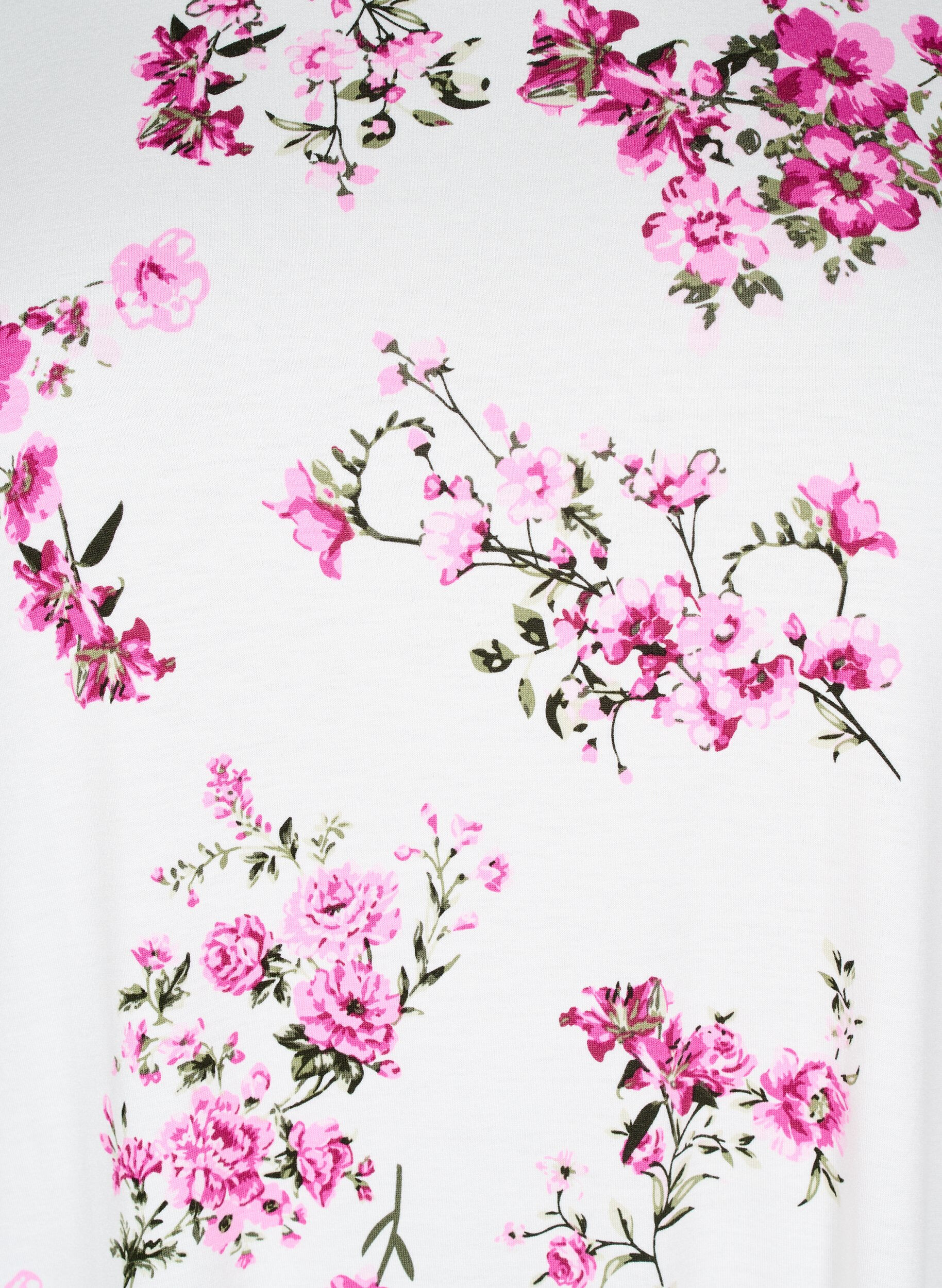Zizzi T-shirt met bloemenprint, Roze, Packshot image number 2