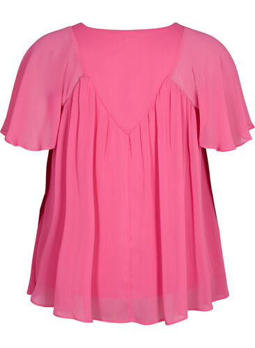 Effen blouse met vleermuismouwen en v-hals, Shocking Pink, Packshot image number 1