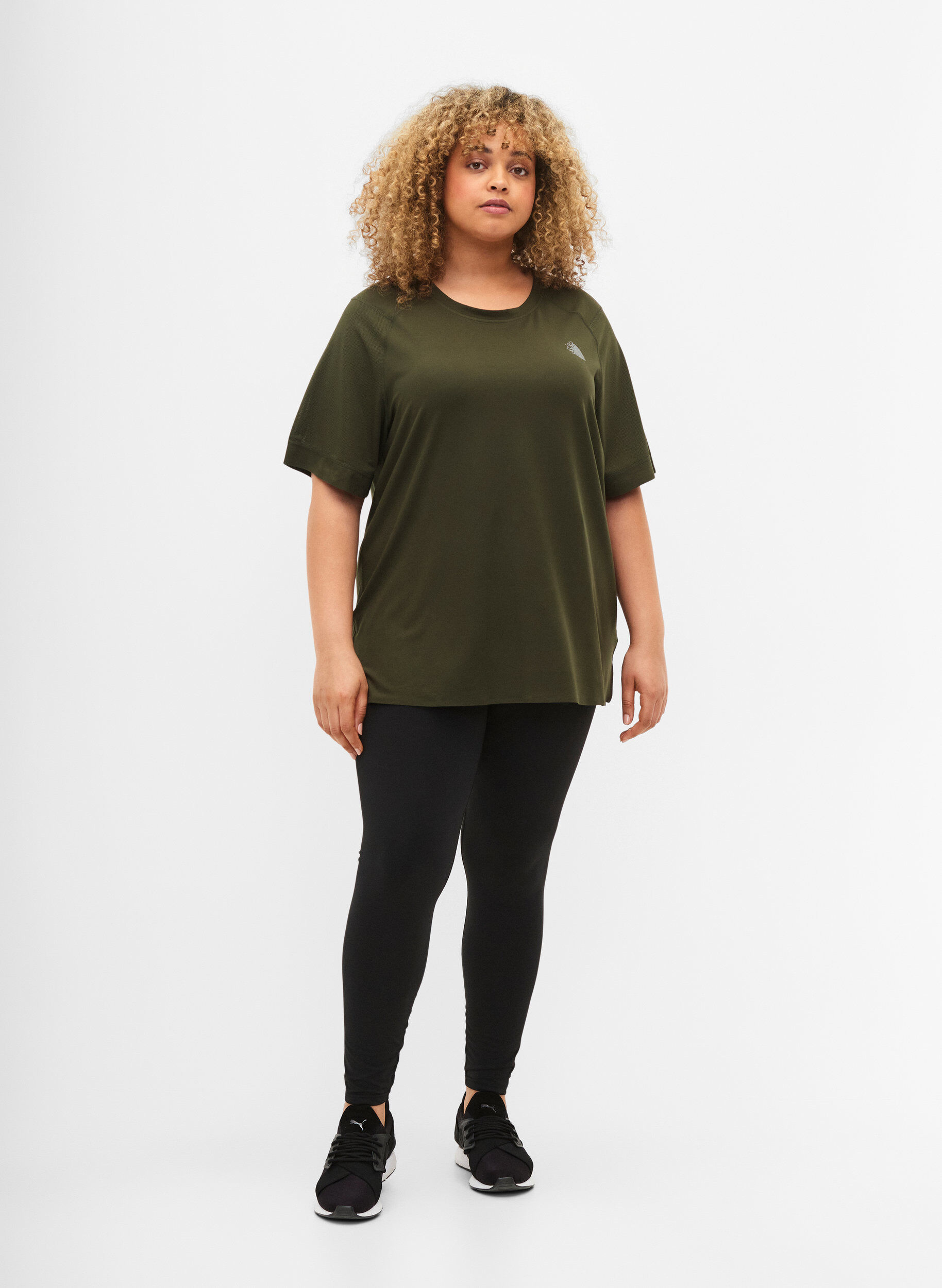 Zizzi Trainings-T-shirt met korte mouwen en ronde hals, Forest Night, Model image number 2