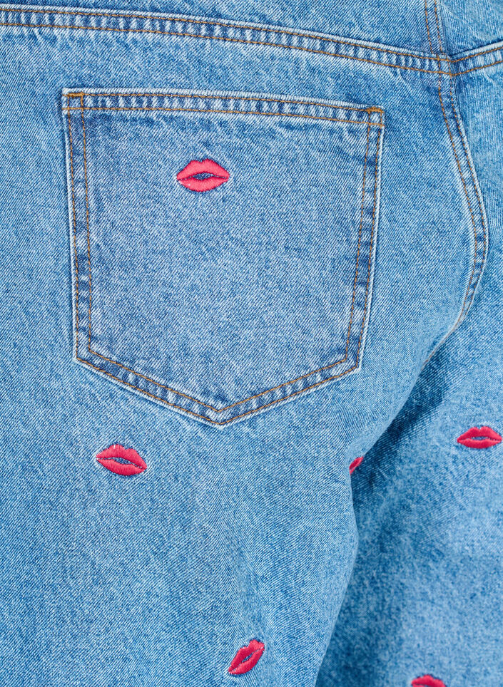 Hoge taille Gemma jeans met lippen, Blauw, Packshot image number 3