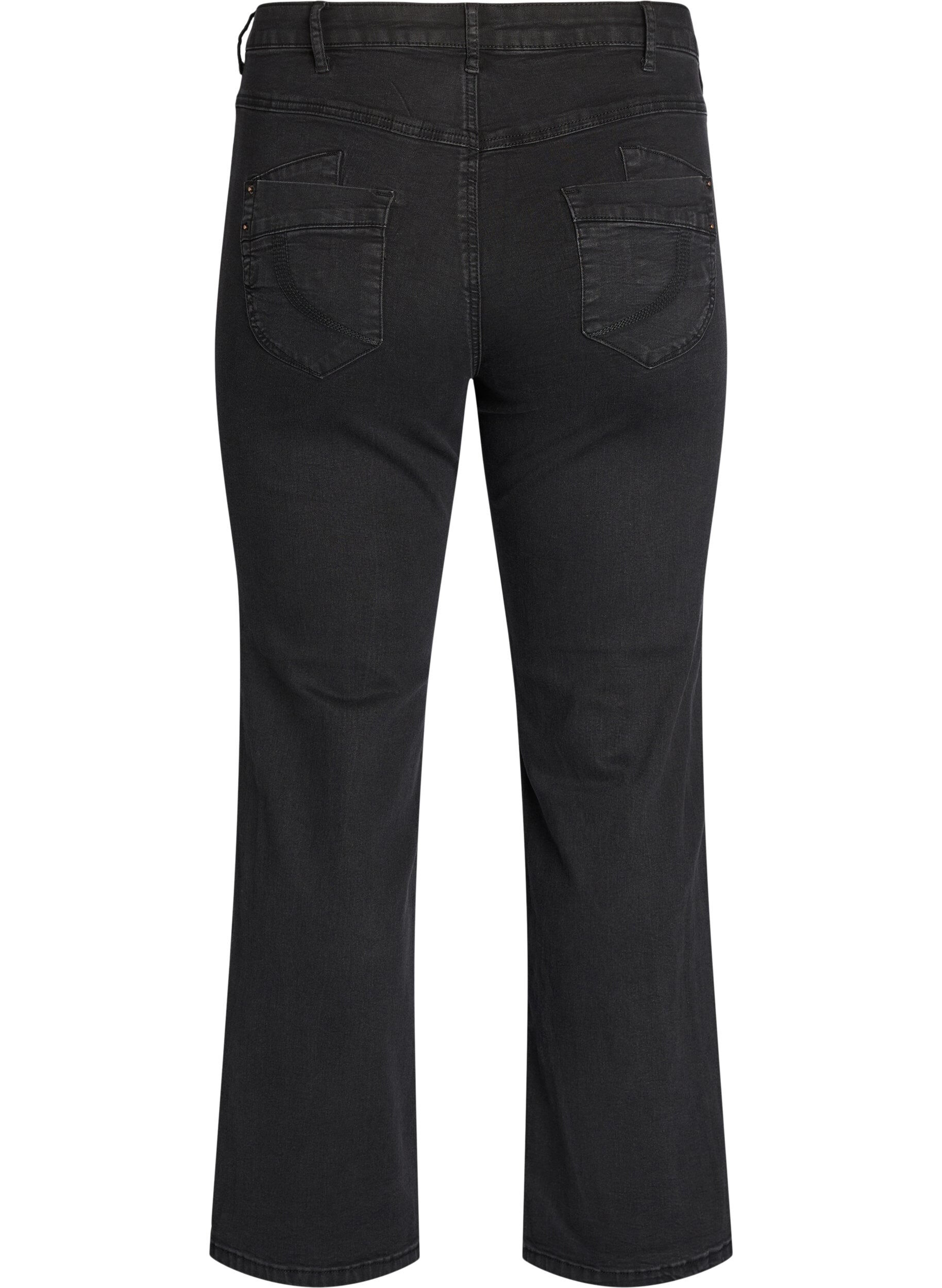 Zizzi Regular fit Gemma jeans met hoge taille, Zwart, Packshot image number 1