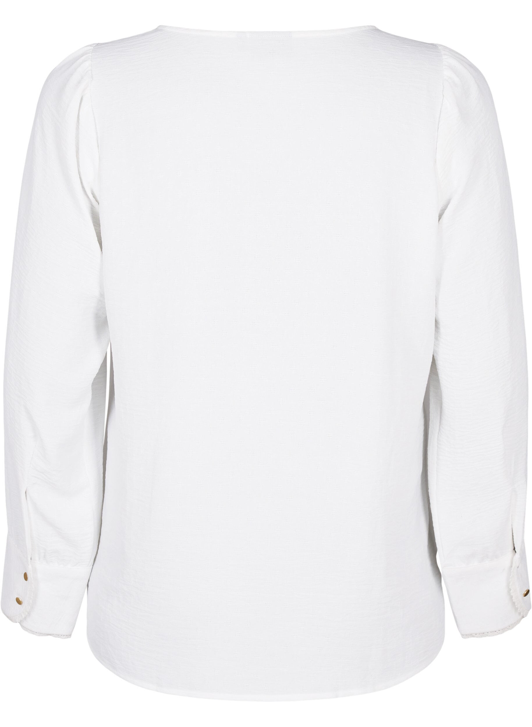 Zizzi Blouse met lange mouwen en textuur, Bright White, Packshot image number 1