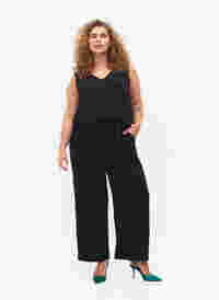 Mouwloze jumpsuit van viscose, Black, Model