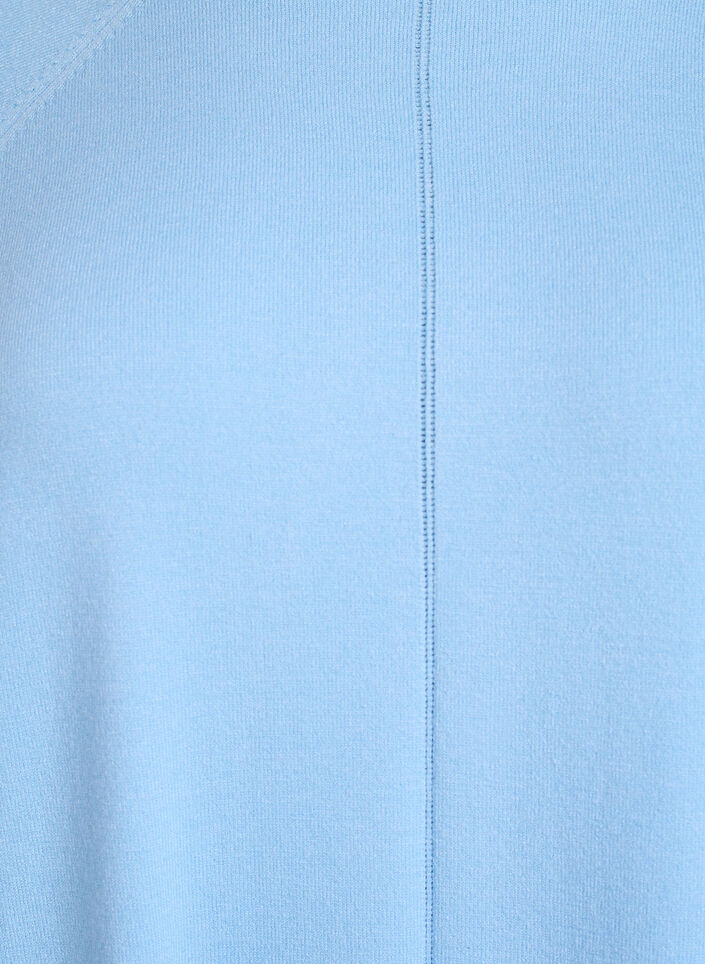 Gebreide blouse met ronde hals en gebreid patroon, Blauw, Packshot image number 2