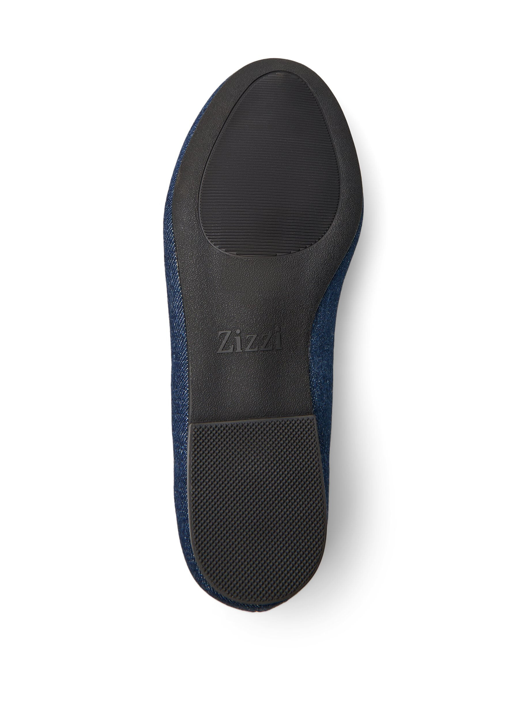 Zizzi Wide fit - Denim ballerina met strik, Blauw, Packshot image number 4