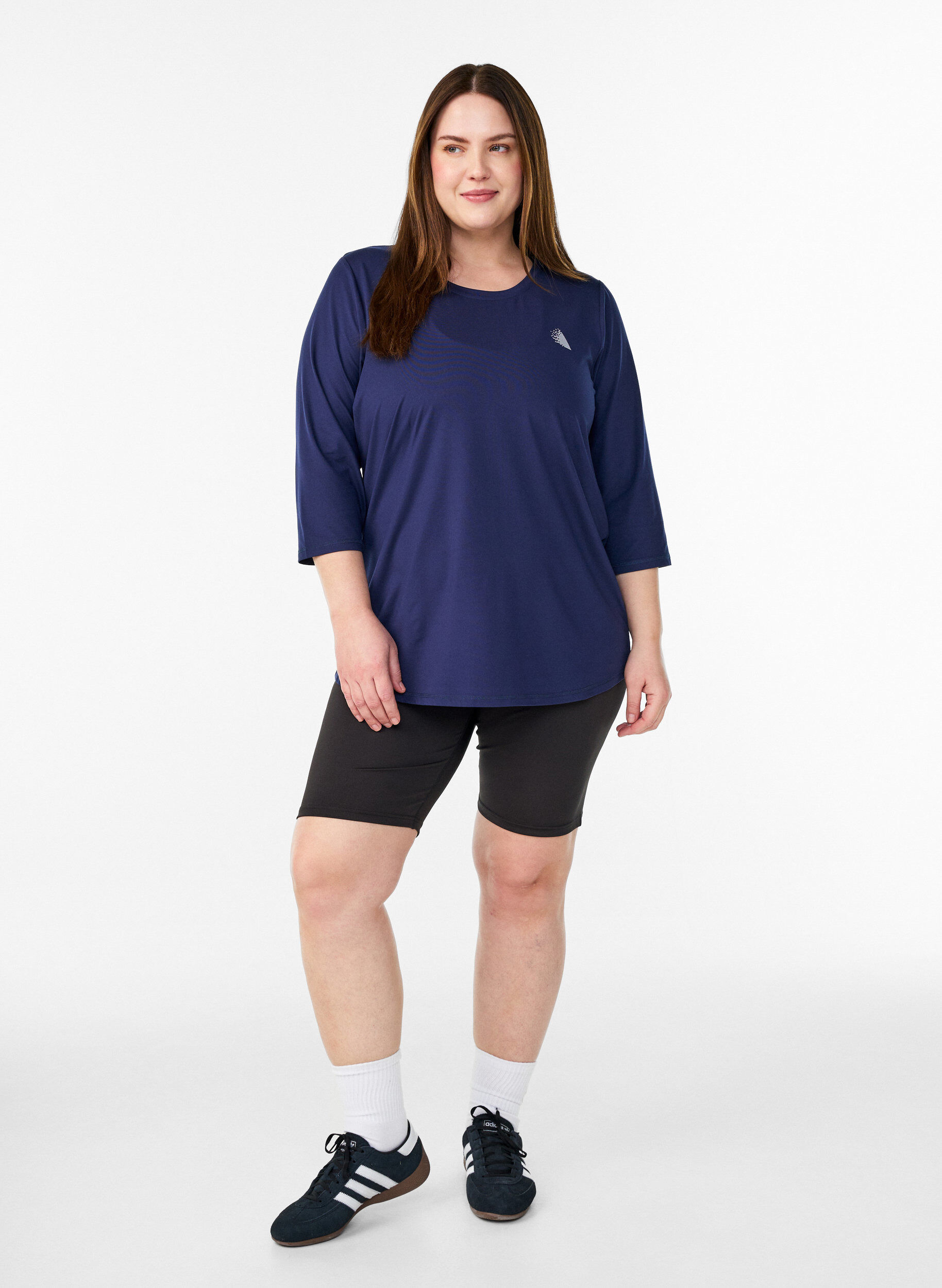 Zizzi Sporttop met 3/4 mouwen, Blauw, Model image number 1