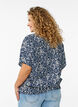 Blouse met korte mouwen en een rucherand, Blauw, Model image number 2