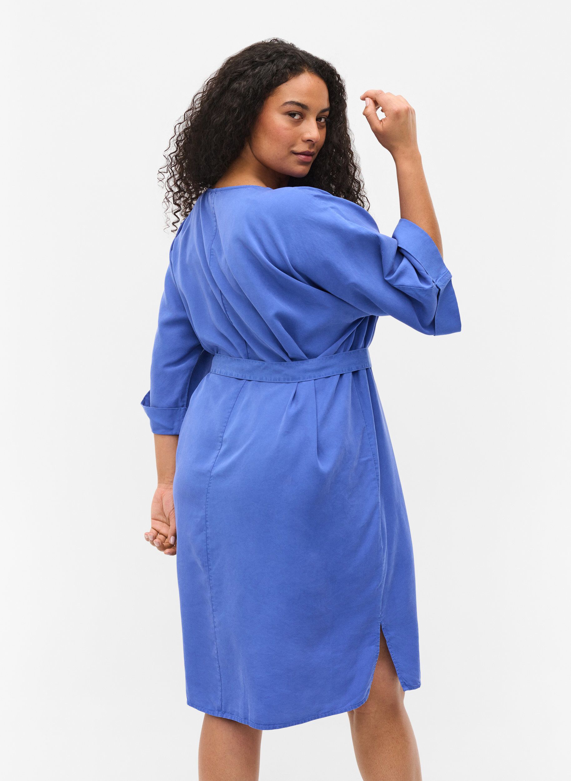 ZizziJurk met 3/4 mouwen en striksluiting, Blauw, Model image number 2