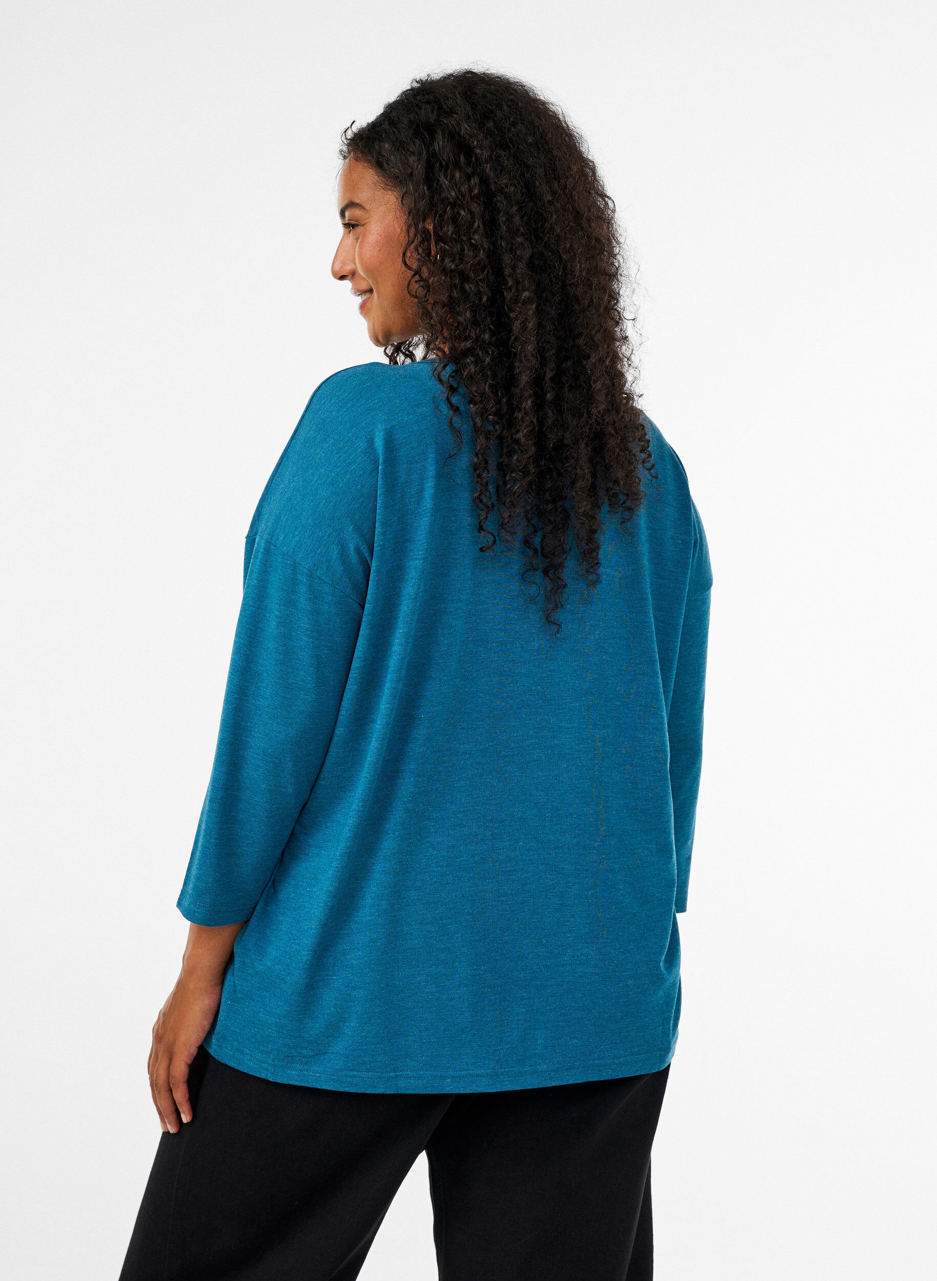 ZizziJersey blouse met 3/4 mouwen, Blauw, Model image number 2