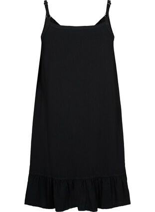 Katoenen jurk met dunne bandjes en a-lijn, Black, Packshot image number 1