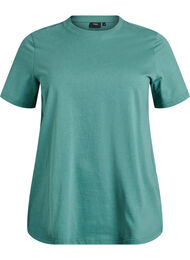 Basic katoenen T-shirt met ronde hals, Groen