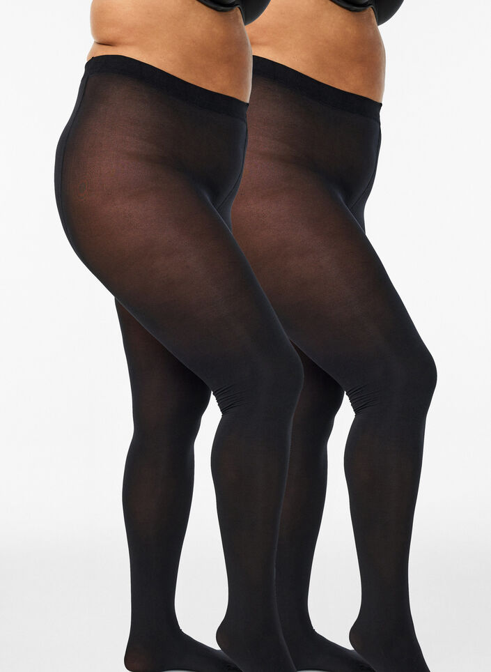2-pack panty's in 100 denier, Zwart, Packshot image number 0