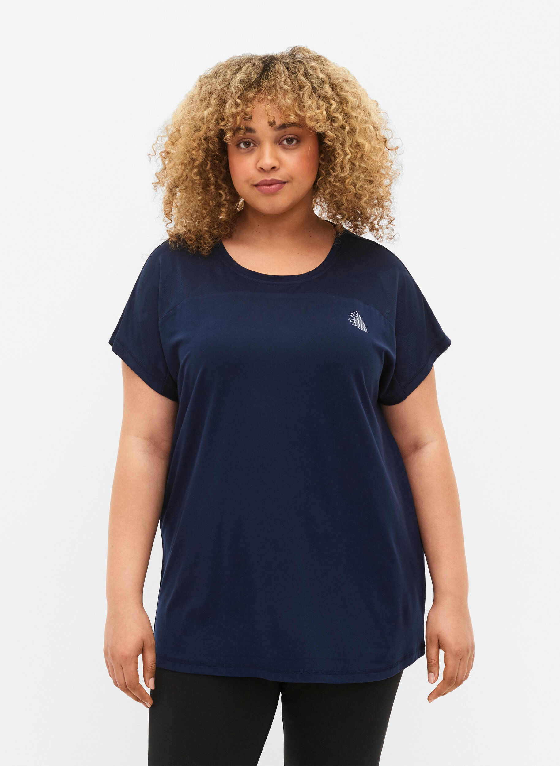 Zizzi Trainings-T-shirt met ronde hals, Black Iris ASS, Model image number 0