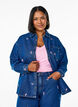 Denim shirt met geborduurde bloemen, Blauw, Model image number 0