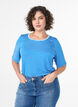T-shirt met TENCEL&trade; Lyocell en strepen, Blauw, Model image number 0